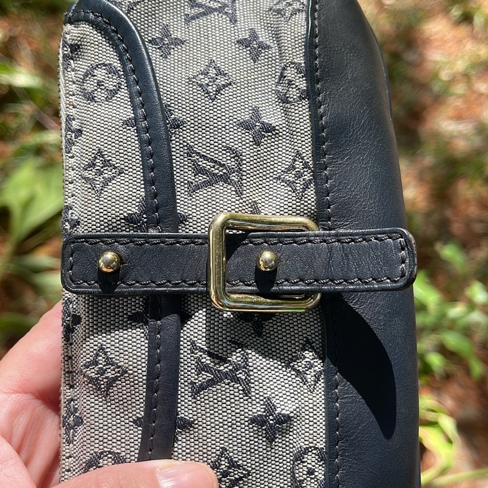 Authentic Vintage Louis Vuitton Monogram Mini Lin Anne Sophie Pouch/Clutch Navy - Picture 7 of 17